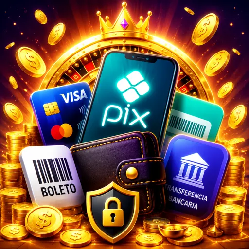 Ícones dos métodos de pagamento disponíveis no Brasil, incluindo Pix, cartões e boleto